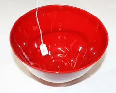 Red glazed conical bowl by John Parker, offered Jul 2013