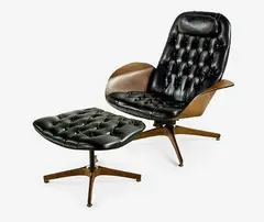 George Mulhauser for Plycraft, Early Mr. Chair and matching ottoman