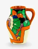 Circa 1930 by Clarice Cliff Latona Dahlia pattern lotus jug, offered Jul 2013