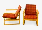 Pair of oak "Sleigh" chairs Model 2256 by Borge Mogensen for Fredericia Stolefabric Denmark, offered Jul 2013