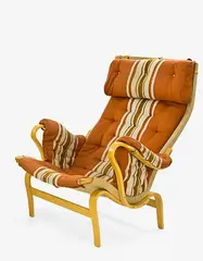 Bruno Mathsson for Dux, Vintage Pernilla armchair and matching footstool
