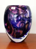 Large pink and blue hand blown glass rainforest Graal vase by Ola Hoglund and Marie Simberg Hoglund, offered Jul 2013