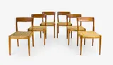 Svegards Markaryd, Swedish extending teak dining table and set of six chairs matching chairs.