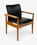 Finn Juhl, Teak and leather desk chair