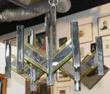 Gaetano Sciolari, Brass and chromium plated nine light chandelier