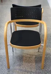 Magnus Oleson, Pair Danish laminated Beech office chairs.