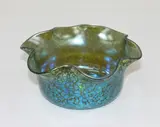 Art Nouveau Loetz, iridescent green dish