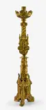 19th Century, A good gilt brass Gothic Revival ecclesiastical candle stand.