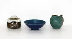 Stoneware dish and vase by Graeme Storm, sold Oct 2012