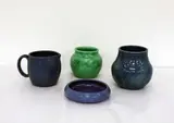 Olive Jones, Blue glazed vase,