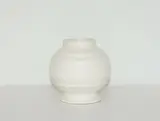 Ernest Shufflebotham, White spherical hand potted and lathe turned vase.