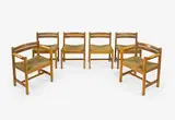 Borge Mogenson, Six Asserbo dining chairs in Oregon pine.