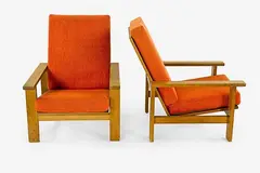 Hans Wegner for Getama, A pair of 1960s oak framed ‘Plank’ armchairs