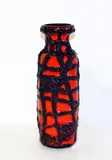 West German pottery vase, with a spider web design on a rich red ground