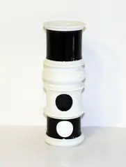Thomas Pottery, black and white porcelain op art vase
