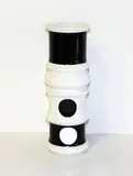 Thomas Pottery, black and white porcelain op art vase
