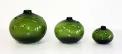 Michael Bang for Holmegaard, Three green glass ovoid vases