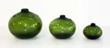 Michael Bang for Holmegaard, Three green glass ovoid vases