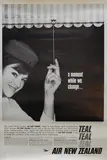 1960s Travel Poster, a moment while we change… (Teal becomes Air New Zealand 1965)