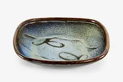 Large stoneware dish by Len Castle, sold Oct 2012