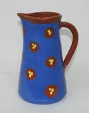 Jeff Scholes, Blue and brown abstract decorated stoneware jug.