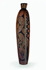 Wi Taepa, Ipu Kowhaiwhai, large and impressive floor vase. Raku fired with oxide and slip decoration