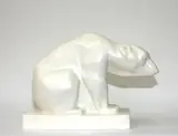 John Skeaping for Wedgwood, A ceramic polar bear figure in matt white crackling glaze. Printed mark.