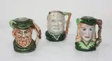 Sherwood Pottery, Friar Tuck, Maid Marion and Robin Hood, hand painted Toby jugs.