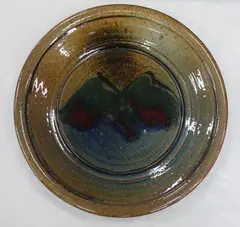 Michael O'Donnell, Large stoneware platter with iron-ash glaze.