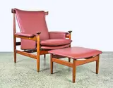 Finn Juhl, Bwana Chair and Ottoman, model 152 for France and Son, Denmark 1962.