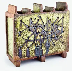 large stoneware slab-built stoneware floor vase by Juliet Peters, sold Mar 2012