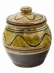 Lidded slipware jar by Winchcombe Pottery, sold Jun 2011