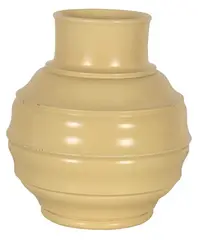 Keith Murray for Wedgewood, Spherical lathe turned straw glazed vase