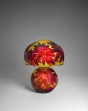 Émile Gallé, Rare 'Rhododendrons' Table Lamp, mold-blown and cameo glass, patinated bronze, the base and shade signed Gallé