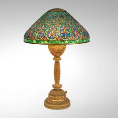Tiffany Studios, Venetian Table Lamp, gilt bronze, leaded glass, shade stamped 'TIFFANY STUDIOS NEW YORK' and '515-5'
