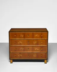 Oscar Nilsson, Unique Swedish Art Deco Commode, ebony, cocobolo and marquetry