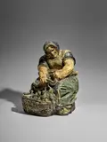 Knud Kyhn, Woman with Eels, hand formed, hand glazed sculpture, incised 'KK'