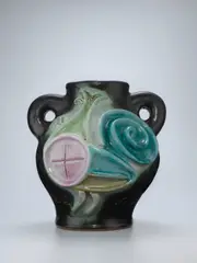 Georges Jouve, Important 'Coq' Vase, glazed terracotta, engraved 'MC ML', underside incised with artist's monogram and 'MADE IN FRANCE'