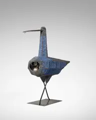 Birger Kaipiainen, Beaded Bird, glazed stoneware, iron, copper, incised 'Kaipiainen'