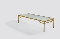 Marc Du Plantier, Occasional Table, gilt iron, glass