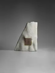 Gordon Baldwin, Vessel Round a Square III, earthenware with matte yellow and white glaze, incised 'GB 2007'