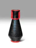 Rosso e Nero Vase by Fratelli Toso, blown deep amethyst glass with applied red pasta glass and aventurine, sold Dec 2022