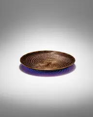 Giuseppe Barovier, Reticello Aventurine Plate, for Artisti Barovier, deep purple glass with applied aventurine rim and reticello canes