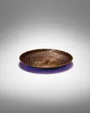 Giuseppe Barovier, Reticello Aventurine Plate, for Artisti Barovier, deep purple glass with applied aventurine rim and reticello canes