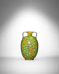 Ulderico Moretti, Murrine Vase with Four Handles, , murrine glass with applied handles