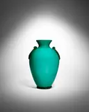 Flavio Poli, Monumental Incamiciato Vase, Z2666, for Seguso Vetri d'Arte, cased glass applied with gold foil to handles and foot