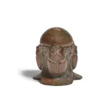 Scarab Inkwell by Tiffany Studios, patinated bronze, glass, sold Oct 2022