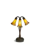 Three-Light Lily Lamp by Tiffany Studios, patinated bronze, Favrile glass, base stamped 'TIFFANY STUDIOS NEW YORK' and numbered '28601', two shades etched 'L, sold Oct 2022