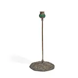 Wild Carrot Candlestick by Tiffany Studios, patinated bronze, Favrile glass, sold Oct 2022
