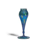 Vase by Tiffany Studios, decorated blue Favrile glass, etched 'L, sold Oct 2022